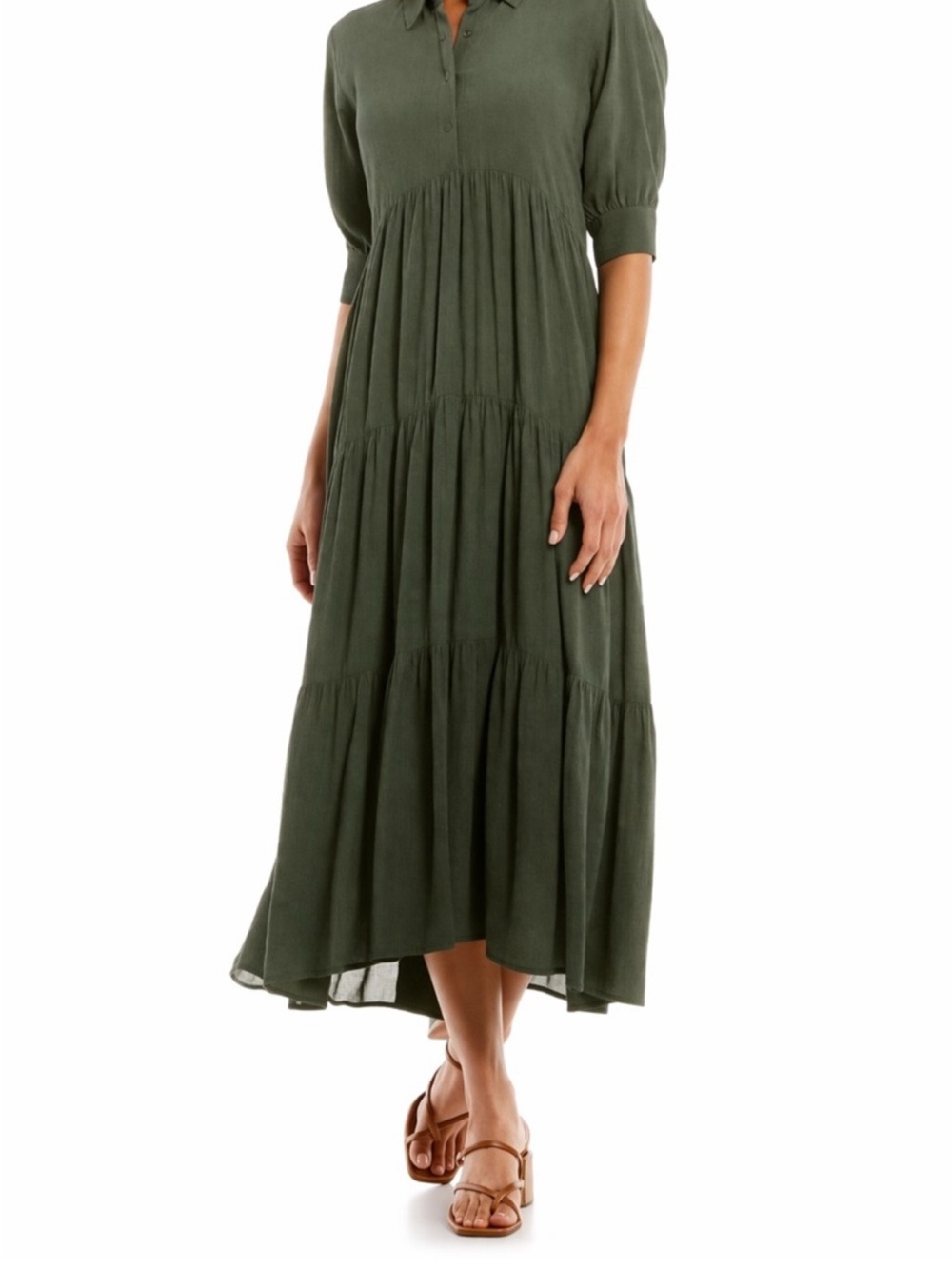 A Loves A Tiered Maxi Shirt
Dress- Olive Green